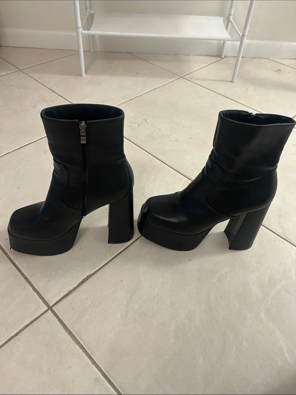 SHEIN Black Platform Chunky Heel Ankle Boots